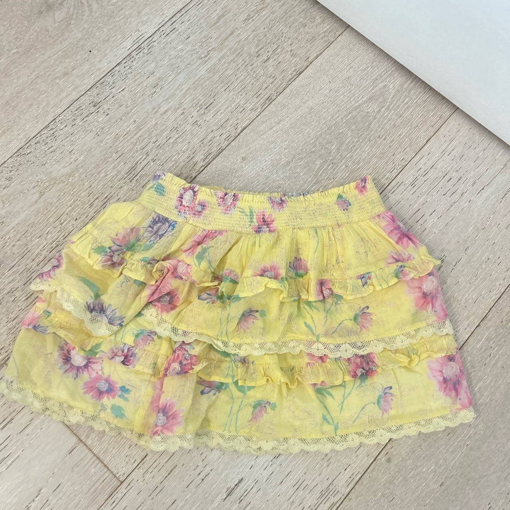 LoveShackFancy Yellow Floral Skirt